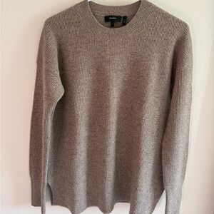 Theory Women's Tan ribbed cashmere Crewneck Sweater SIZE P